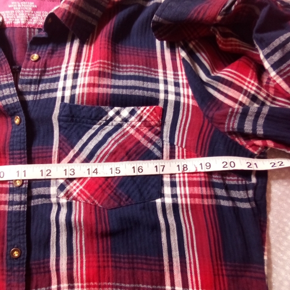Rustic Outfitters Blouse Junior Girl's Size 1X Button Up Blue & Red - Picture 6 of 6